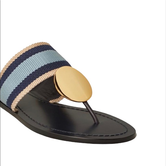 Tory Burch Patos Disk Webbing/Calf Leather Sandal NWT - Picture 2 of 11